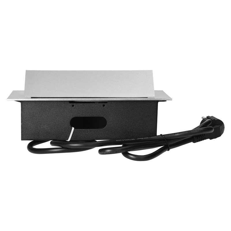 GNIAZDO MEBLOWE WPUSZCZANE W BLAT Z PŁASKIM RANTEM, 3 GNIAZDAMI 2P+Z (SCHUKO) ORAZ PRZEWODEM 1,5M (3X1,5MM2), SREBRNE ORNO GNIAZDO MEBLOWE WPUSZCZANE W BLAT Z PŁASKIM RANTEM, 3 GNIAZDAMI 2P+Z (SCHUKO) ORAZ PRZEWODEM 1,5M (3X1,5MM2), SREBRNE ORNO