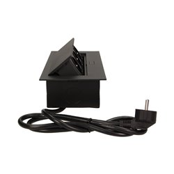 GNIAZDO MEBLOWE WPUSZCZANE W BLAT Z PŁASKIM RANTEM 3X2P+Z, PRZEWÓD 1,5M 3X1,5MM2, CZARNE ORNO GNIAZDO MEBLOWE WPUSZCZANE W BLAT Z PŁASKIM RANTEM 3X2P+Z, PRZEWÓD 1,5M 3X1,5MM2, CZARNE ORNO