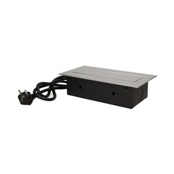 GNIAZDO MEBLOWE WPUSZCZANE W BLAT Z PŁASKIM RANTEM 3X2P+Z, PRZEWÓD 1,5M 3X1,5MM2, SREBRNE ORNO GNIAZDO MEBLOWE WPUSZCZANE W BLAT Z PŁASKIM RANTEM 3X2P+Z, PRZEWÓD 1,5M 3X1,5MM2, SREBRNE ORNO