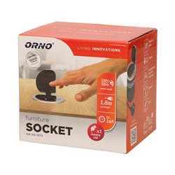GNIAZDO MEBLOWE O6CM WPUSZCZANE W BLAT Z POKRYWKĄ, ŁADOWARKĄ USB I PRZEWODEM 1,8M, 1X2P+Z, 1XUSB ORNO GNIAZDO MEBLOWE O6CM WPUSZCZANE W BLAT Z POKRYWKĄ, ŁADOWARKĄ USB I PRZEWODEM 1,8M, 1X2P+Z, 1XUSB ORNO