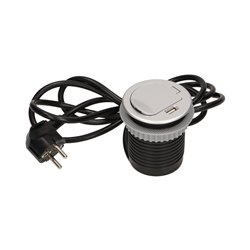 GNIAZDO MEBLOWE O6CM WPUSZCZANE W BLAT Z POKRYWKĄ, ŁADOWARKĄ USB I PRZEWODEM 1,8M, 1X2P+Z, 1XUSB ORNO GNIAZDO MEBLOWE O6CM WPUSZCZANE W BLAT Z POKRYWKĄ, ŁADOWARKĄ USB I PRZEWODEM 1,8M, 1X2P+Z, 1XUSB ORNO