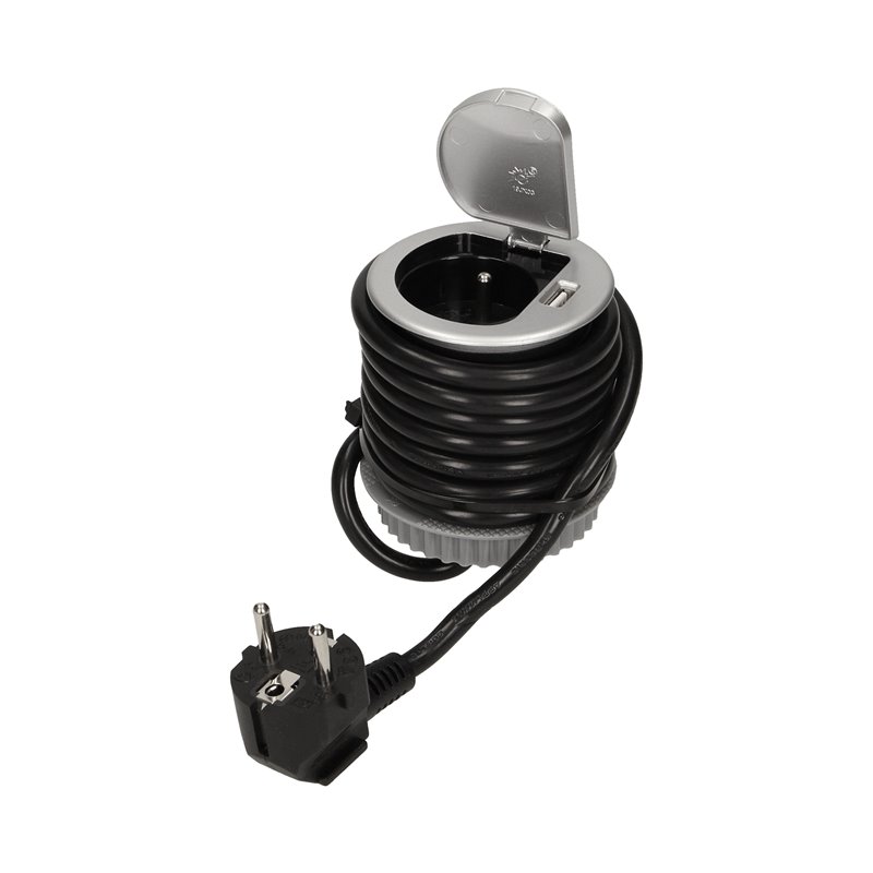 GNIAZDO MEBLOWE O6CM WPUSZCZANE W BLAT Z POKRYWKĄ, ŁADOWARKĄ USB I PRZEWODEM 1,8M, 1X2P+Z, 1XUSB ORNO GNIAZDO MEBLOWE O6CM WPUSZCZANE W BLAT Z POKRYWKĄ, ŁADOWARKĄ USB I PRZEWODEM 1,8M, 1X2P+Z, 1XUSB ORNO