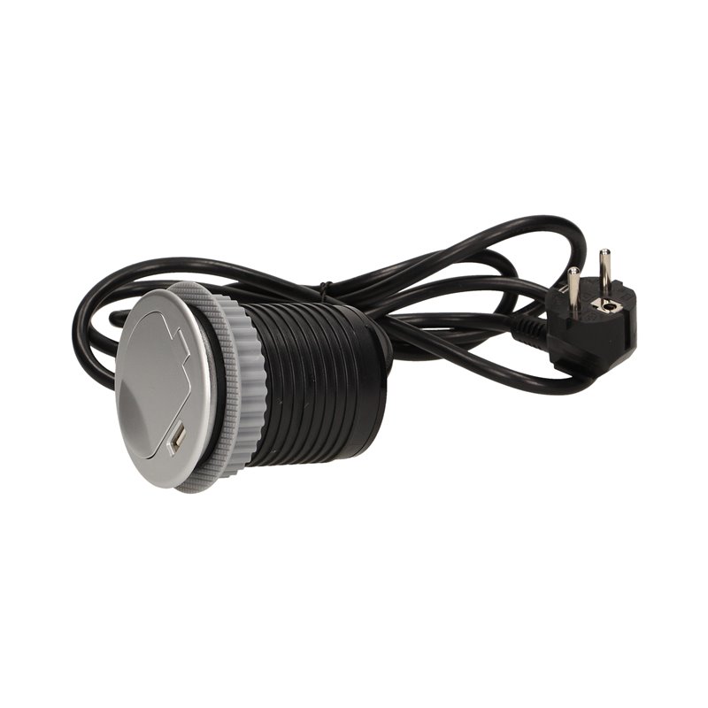 GNIAZDO MEBLOWE O6CM WPUSZCZANE W BLAT Z POKRYWKĄ, ŁADOWARKĄ USB I PRZEWODEM 1,8M, 1X2P+Z, 1XUSB ORNO GNIAZDO MEBLOWE O6CM WPUSZCZANE W BLAT Z POKRYWKĄ, ŁADOWARKĄ USB I PRZEWODEM 1,8M, 1X2P+Z, 1XUSB ORNO