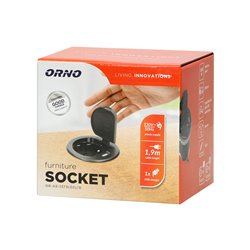 GNIAZDO MEBLOWE O6CM WPUSZCZANE W BLAT Z POKRYWKĄ, ŁADOWARKĄ USB I PRZEWODEM 1,8M, 1X2P+Z, 1XUSB, CZARNE, WERSJA SCHUKO ORNO GNIAZDO MEBLOWE O6CM WPUSZCZANE W BLAT Z POKRYWKĄ, ŁADOWARKĄ USB I PRZEWODEM 1,8M, 1X2P+Z, 1XUSB, CZARNE, WERSJA SCHUKO ORNO