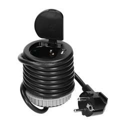 GNIAZDO MEBLOWE O6CM WPUSZCZANE W BLAT Z POKRYWKĄ, ŁADOWARKĄ USB I PRZEWODEM 1,8M, 1X2P+Z, 1XUSB, CZARNE, WERSJA SCHUKO ORNO GNIAZDO MEBLOWE O6CM WPUSZCZANE W BLAT Z POKRYWKĄ, ŁADOWARKĄ USB I PRZEWODEM 1,8M, 1X2P+Z, 1XUSB, CZARNE, WERSJA SCHUKO ORNO