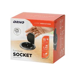 GNIAZDO MEBLOWE O6CM WPUSZCZANE W BLAT Z POKRYWKĄ, ŁADOWARKĄ USB I PRZEWODEM 1,8M, 1X2P+Z, 1XUSB, CZARNE ORNO GNIAZDO MEBLOWE O6CM WPUSZCZANE W BLAT Z POKRYWKĄ, ŁADOWARKĄ USB I PRZEWODEM 1,8M, 1X2P+Z, 1XUSB, CZARNE ORNO