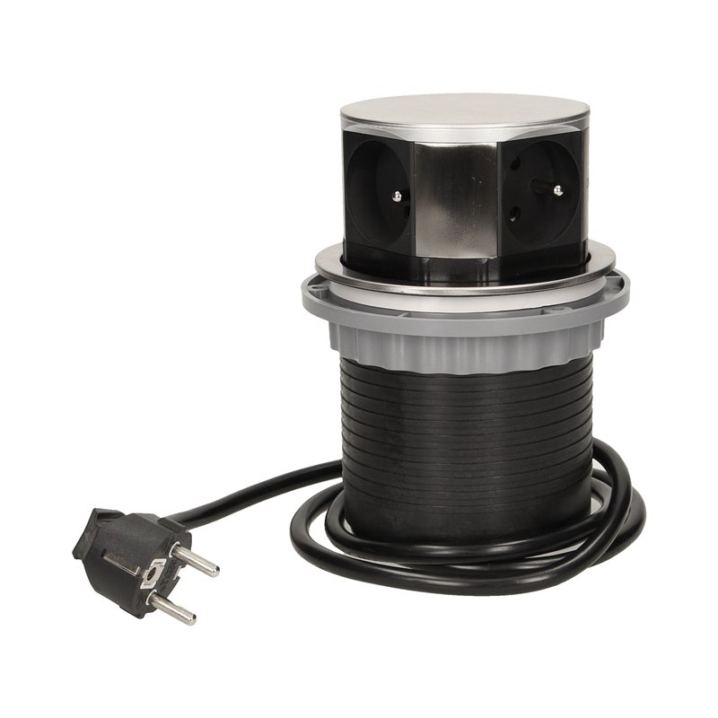 GNIAZDO MEBLOWE O10CM WYSUWANE Z BLATU Z PRZEWODEM 1,5M, 4X2P+Z, INOX ORNO GNIAZDO MEBLOWE O10CM WYSUWANE Z BLATU Z PRZEWODEM 1,5M, 4X2P+Z, INOX ORNO