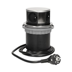 GNIAZDO MEBLOWE O10CM WYSUWANE Z BLATU Z ŁADOWARKĄ USB I PRZEWODEM 1,5M, 3X2P+Z, 2XUSB, INOX ORNO GNIAZDO MEBLOWE O10CM WYSUWANE Z BLATU Z ŁADOWARKĄ USB I PRZEWODEM 1,5M, 3X2P+Z, 2XUSB, INOX ORNO