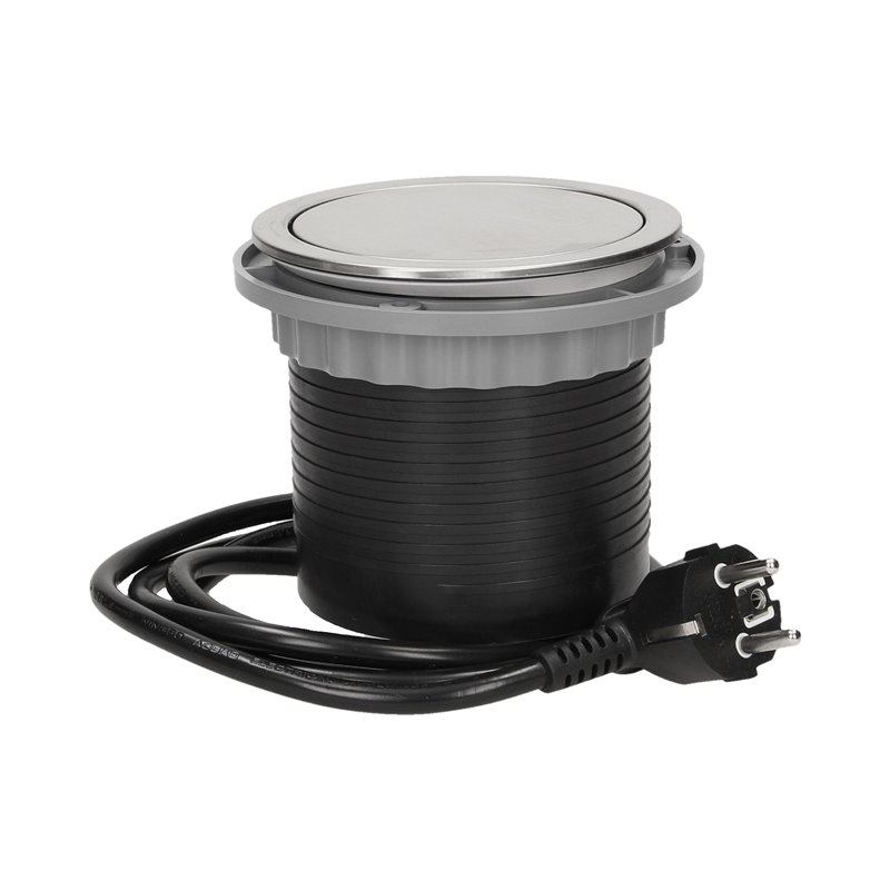 GNIAZDO MEBLOWE O10CM WYSUWANE Z BLATU Z ŁADOWARKĄ USB I PRZEWODEM 1,5M, 3X2P+Z, 2XUSB, INOX ORNO GNIAZDO MEBLOWE O10CM WYSUWANE Z BLATU Z ŁADOWARKĄ USB I PRZEWODEM 1,5M, 3X2P+Z, 2XUSB, INOX ORNO