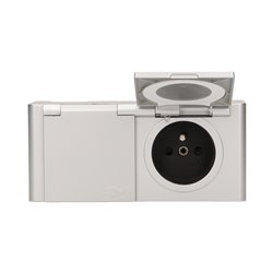 GNIAZDO MEBLOWE BEZ WYŁACZNIKA, IP44, 2X2P+Z, SREBRNE ORNO GNIAZDO MEBLOWE BEZ WYŁACZNIKA, IP44, 2X2P+Z, SREBRNE ORNO