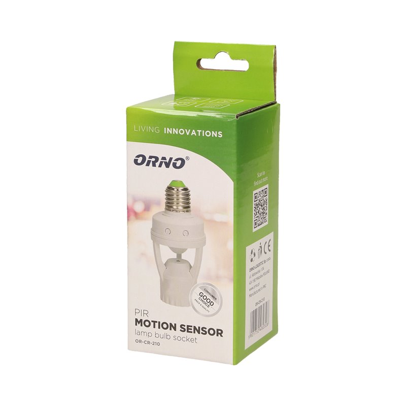 GNIAZDO ŻARÓWKI Z CZUJNIKIEM RUCHU, 360ST. IP20, GWINT E27, 1X60W ORNO GNIAZDO ŻARÓWKI Z CZUJNIKIEM RUCHU, 360ST. IP20, GWINT E27, 1X60W ORNO