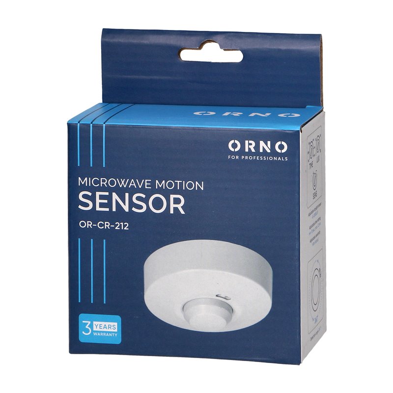 MIKROFALOWY CZUJNIK RUCHU Z OSŁONĄ, 360ST. IP20, 1200W, NATYNKOWY ORNO MIKROFALOWY CZUJNIK RUCHU Z OSŁONĄ, 360ST. IP20, 1200W, NATYNKOWY ORNO