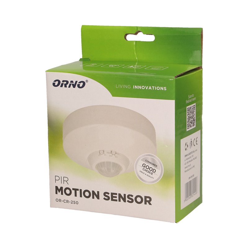 CZUJNIK RUCHU 360 ST. IP20, 800W, REGULACJA POŁOŻENIA SENSORA ORNO CZUJNIK RUCHU 360 ST. IP20, 800W, REGULACJA POŁOŻENIA SENSORA ORNO