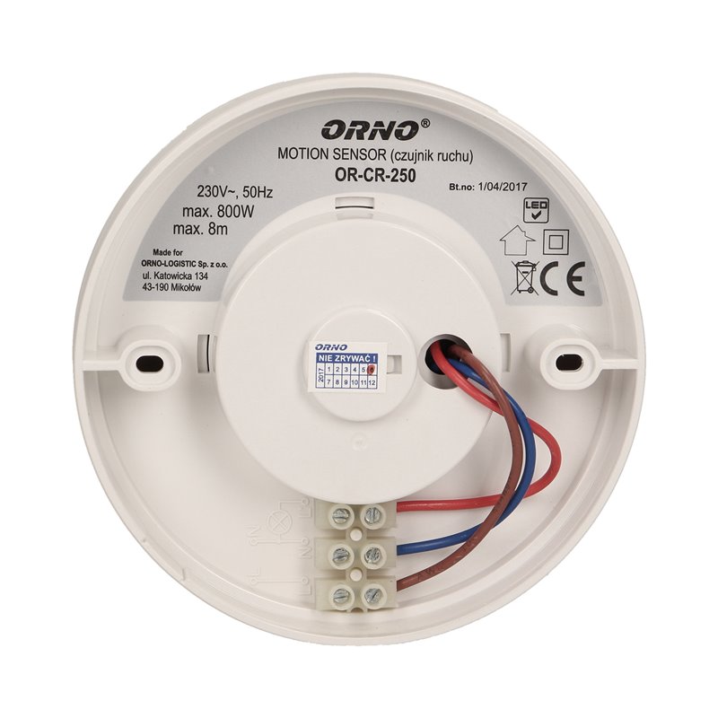 CZUJNIK RUCHU 360 ST. IP20, 800W, REGULACJA POŁOŻENIA SENSORA ORNO CZUJNIK RUCHU 360 ST. IP20, 800W, REGULACJA POŁOŻENIA SENSORA ORNO