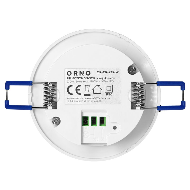 CZUJNIK RUCHU 360°, IP20, 1200W, ZASIĘG MAX. 8M, BIAŁY ORNO CZUJNIK RUCHU 360°, IP20, 1200W, ZASIĘG MAX. 8M, BIAŁY ORNO