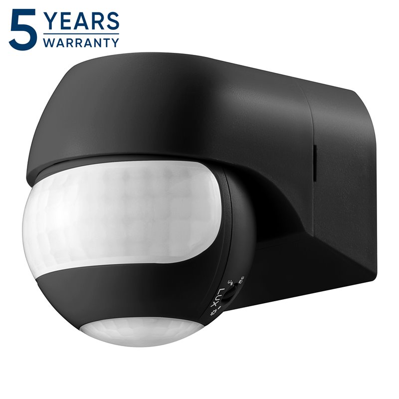 CZUJNIK RUCHU 180° IP44, 800W, MAX 15M, MINI, CZARNY ORNO