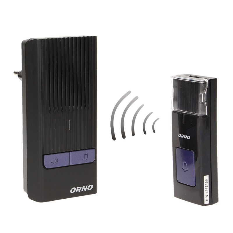 ROCK AC DZWONEK BEZPRZEWODOWY, 230V Z LEARNING SYSTEM, CZARNY ORNO ROCK AC DZWONEK BEZPRZEWODOWY, 230V Z LEARNING SYSTEM, CZARNY ORNO