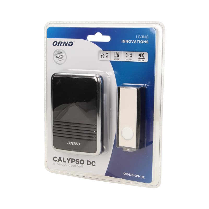 DZWONEK BEZPRZEWODOWY CALYPSO DC, BATERYJNY, LEARNING SYSTEM, 32 DŹWIĘKI, 120M ORNO DZWONEK BEZPRZEWODOWY CALYPSO DC, BATERYJNY, LEARNING SYSTEM, 32 DŹWIĘKI, 120M ORNO