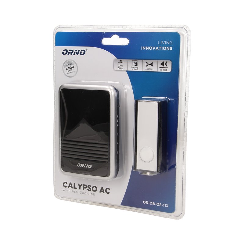 DZWONEK BEZPRZEWODOWY CALYPSO AC, SIECIOWY, LEARNING SYSTEM, 32 DŹWIĘKI, 120M ORNO DZWONEK BEZPRZEWODOWY CALYPSO AC, SIECIOWY, LEARNING SYSTEM, 32 DŹWIĘKI, 120M ORNO