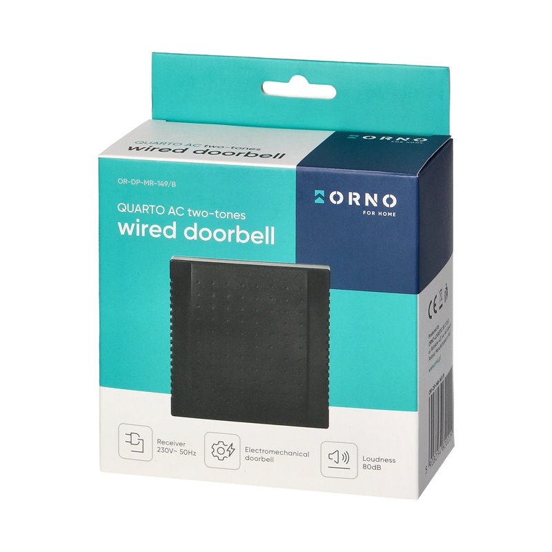 DZWONEK ELEKTROMECHANICZNY DWUTONOWY QUARTO AC, 230V, CZARNY ORNO DZWONEK ELEKTROMECHANICZNY DWUTONOWY QUARTO AC, 230V, CZARNY ORNO