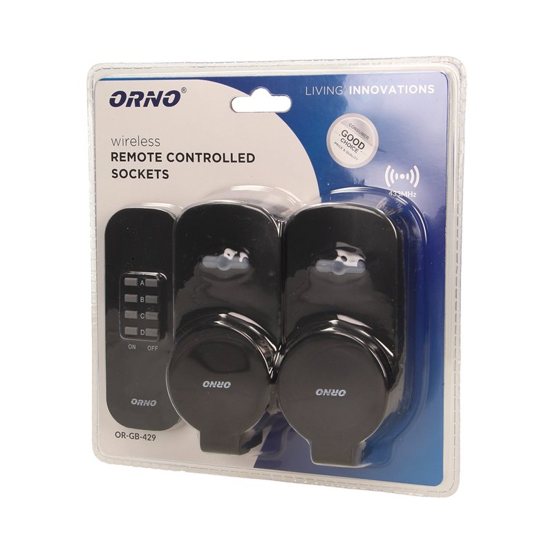 ZESTAW BEZPRZEWODOWYCH GNIAZD STEROWANYCH PILOTEM 2+1, IP44 ORNO ZESTAW BEZPRZEWODOWYCH GNIAZD STEROWANYCH PILOTEM 2+1, IP44 ORNO