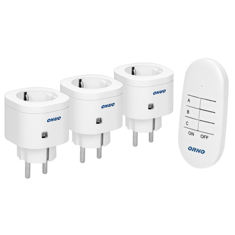 ZESTAW BEZPRZEWODOWYCH MINI GNIAZD STEROWANYCH PILOTEM 3+1, WERSJA SCHUKO ORNO ZESTAW BEZPRZEWODOWYCH MINI GNIAZD STEROWANYCH PILOTEM 3+1, WERSJA SCHUKO ORNO