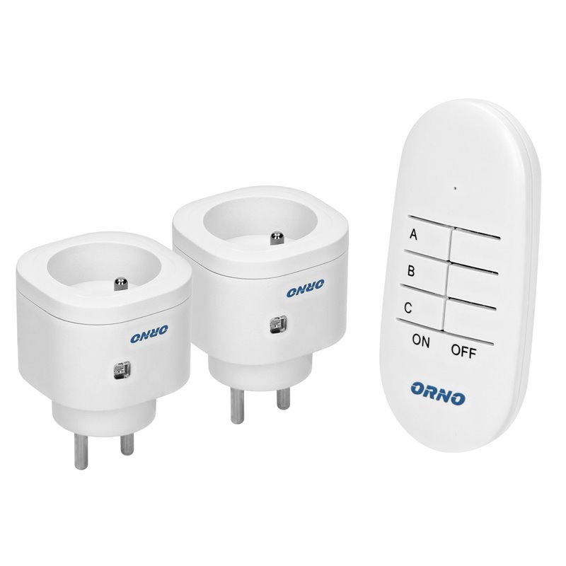 ZESTAW BEZPRZEWODOWYCH MINI GNIAZD STEROWANYCH PILOTEM 2+1 ORNO ZESTAW BEZPRZEWODOWYCH MINI GNIAZD STEROWANYCH PILOTEM 2+1 ORNO