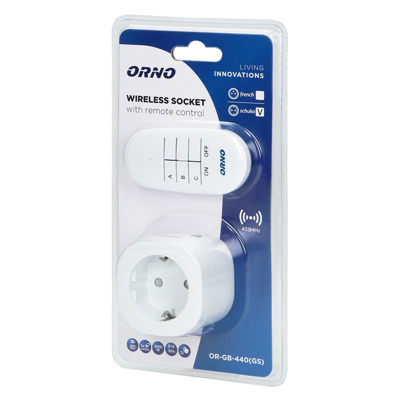 GNIAZDO BEZPRZEWODOWE MINI STEROWANE PILOTEM 1+1, SCHUKO ORNO GNIAZDO BEZPRZEWODOWE MINI STEROWANE PILOTEM 1+1, SCHUKO ORNO