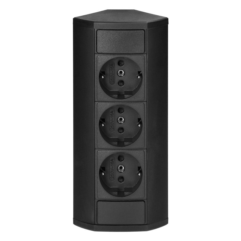 GNIAZDO MEBLOWE 3X2P+Z (SCHUKO), CZARNE ORNO GNIAZDO MEBLOWE 3X2P+Z (SCHUKO), CZARNE ORNO