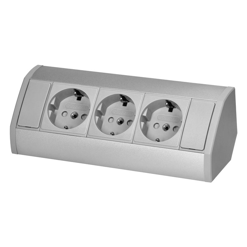 GNIAZDO MEBLOWE 3X2P+Z (SCHUKO), SZARO-SREBRNE ORNO GNIAZDO MEBLOWE 3X2P+Z (SCHUKO), SZARO-SREBRNE ORNO