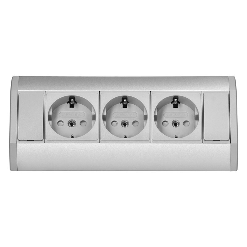 GNIAZDO MEBLOWE 3X2P+Z (SCHUKO), SZARO-SREBRNE ORNO GNIAZDO MEBLOWE 3X2P+Z (SCHUKO), SZARO-SREBRNE ORNO