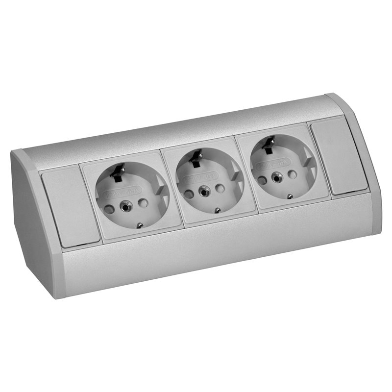GNIAZDO MEBLOWE 3X2P+Z (SCHUKO), SZARO-SREBRNE ORNO GNIAZDO MEBLOWE 3X2P+Z (SCHUKO), SZARO-SREBRNE ORNO