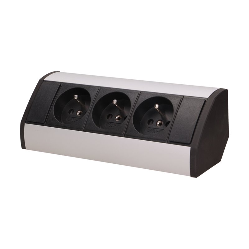 GNIAZDO MEBLOWE 3X2P+Z, CZARNO-SREBRNE ORNO