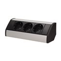 GNIAZDO MEBLOWE 3X2P+Z, SCHUKO, CZARNO-SREBRNE ORNO