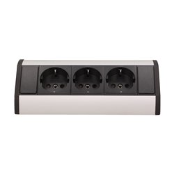 GNIAZDO MEBLOWE 3X2P+Z, SCHUKO, CZARNO-SREBRNE ORNO GNIAZDO MEBLOWE 3X2P+Z, SCHUKO, CZARNO-SREBRNE ORNO