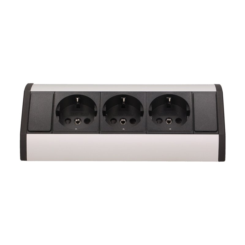 GNIAZDO MEBLOWE 3X2P+Z, SCHUKO, CZARNO-SREBRNE ORNO GNIAZDO MEBLOWE 3X2P+Z, SCHUKO, CZARNO-SREBRNE ORNO