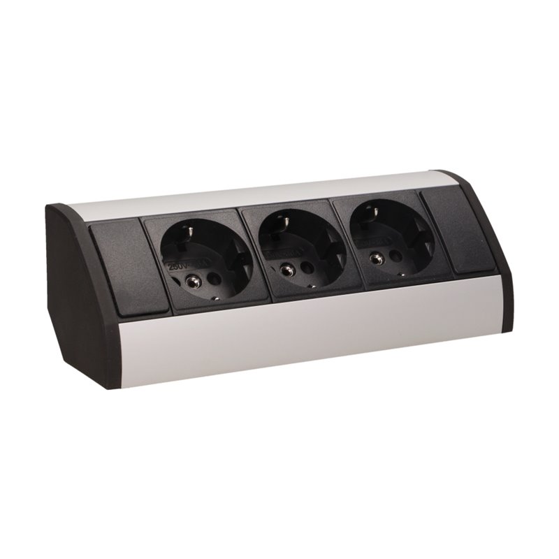 GNIAZDO MEBLOWE 3X2P+Z, SCHUKO, CZARNO-SREBRNE ORNO GNIAZDO MEBLOWE 3X2P+Z, SCHUKO, CZARNO-SREBRNE ORNO