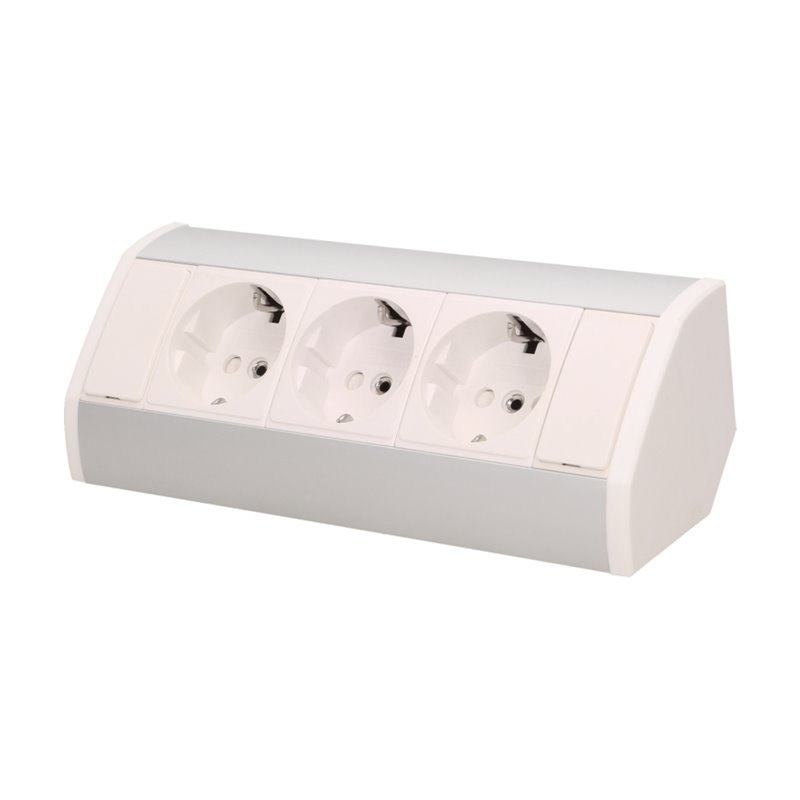 GNIAZDO MEBLOWE 3X2P+Z, SCHUKO, BIAŁO-SREBRNE ORNO GNIAZDO MEBLOWE 3X2P+Z, SCHUKO, BIAŁO-SREBRNE ORNO