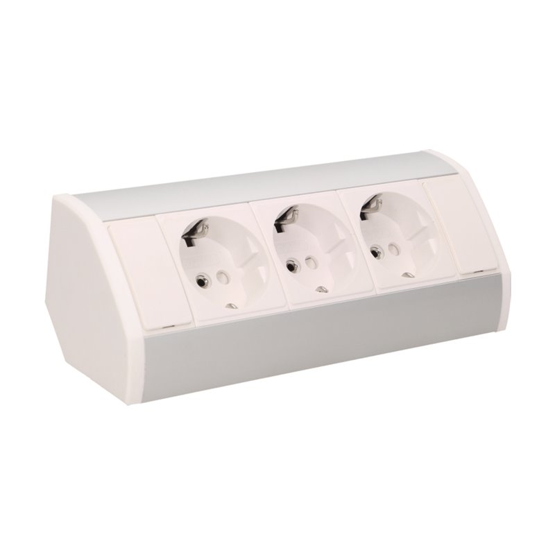 GNIAZDO MEBLOWE 3X2P+Z, SCHUKO, BIAŁO-SREBRNE ORNO GNIAZDO MEBLOWE 3X2P+Z, SCHUKO, BIAŁO-SREBRNE ORNO