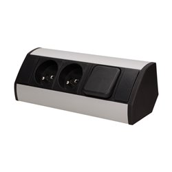 GNIAZDO MEBLOWE 2X2P+Z Z WYŁĄCZNIKIEM, CZARNO-SREBRNE ORNO GNIAZDO MEBLOWE 2X2P+Z Z WYŁĄCZNIKIEM, CZARNO-SREBRNE ORNO