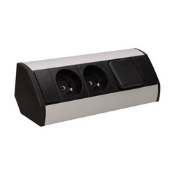 GNIAZDO MEBLOWE 2X2P+Z Z WYŁĄCZNIKIEM, CZARNO-SREBRNE ORNO GNIAZDO MEBLOWE 2X2P+Z Z WYŁĄCZNIKIEM, CZARNO-SREBRNE ORNO