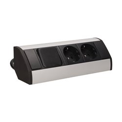 GNIAZDO MEBLOWE 2X2P+Z Z WYŁĄCZNIKIEM, SCHUKO, CZARNO-SREBRNE ORNO GNIAZDO MEBLOWE 2X2P+Z Z WYŁĄCZNIKIEM, SCHUKO, CZARNO-SREBRNE ORNO