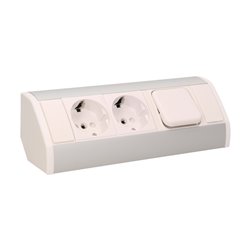 GNIAZDO MEBLOWE 2X2P+Z Z WYŁĄCZNIKIEM, SCHUKO, BIAŁO-SREBRNE ORNO GNIAZDO MEBLOWE 2X2P+Z Z WYŁĄCZNIKIEM, SCHUKO, BIAŁO-SREBRNE ORNO