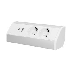 GNIAZDO MEBLOWE 2X2P+Z + USB, SCHUKO, BIAŁO-SREBRNE ORNO GNIAZDO MEBLOWE 2X2P+Z + USB, SCHUKO, BIAŁO-SREBRNE ORNO