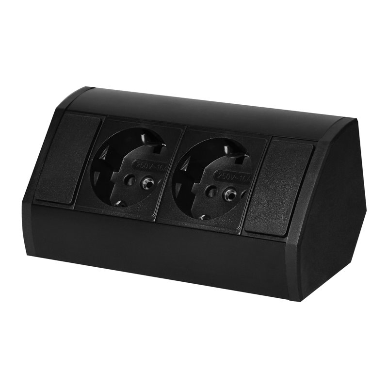 GNIAZDO MEBLOWE 2X2P+Z (SCHUKO), CZARNE ORNO