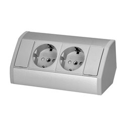 GNIAZDO MEBLOWE 2X2P+Z (SCHUKO), SZARO-SREBRNE ORNO GNIAZDO MEBLOWE 2X2P+Z (SCHUKO), SZARO-SREBRNE ORNO