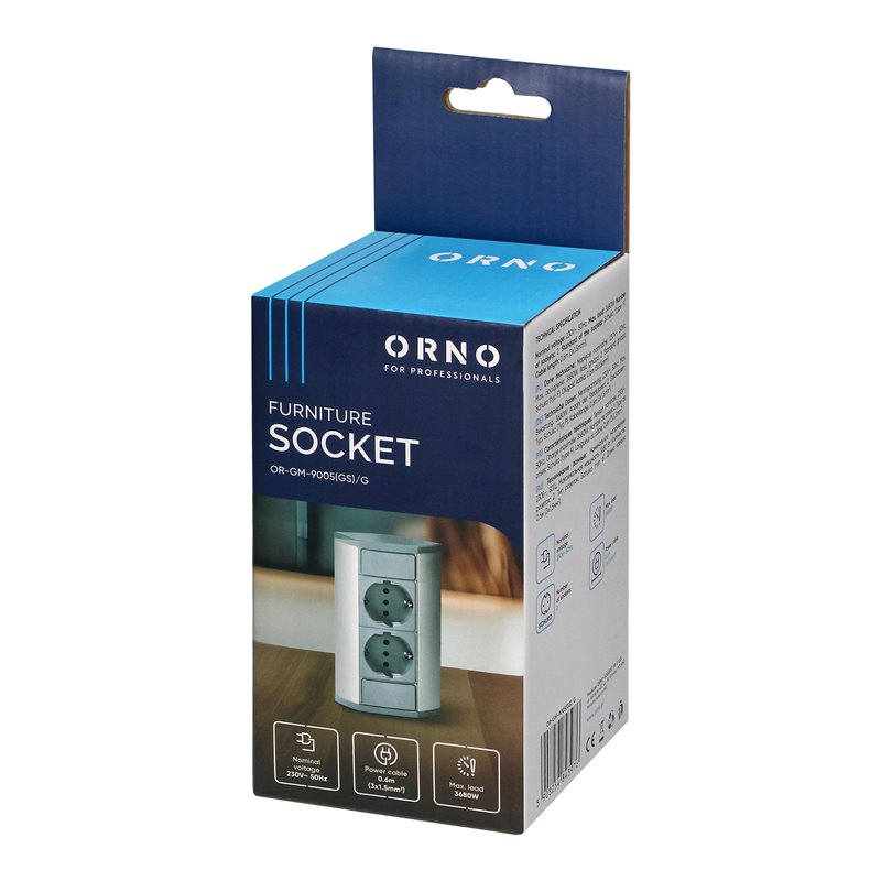 GNIAZDO MEBLOWE 2X2P+Z (SCHUKO), SZARO-SREBRNE ORNO GNIAZDO MEBLOWE 2X2P+Z (SCHUKO), SZARO-SREBRNE ORNO