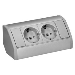 GNIAZDO MEBLOWE 2X2P+Z (SCHUKO), SZARO-SREBRNE ORNO GNIAZDO MEBLOWE 2X2P+Z (SCHUKO), SZARO-SREBRNE ORNO