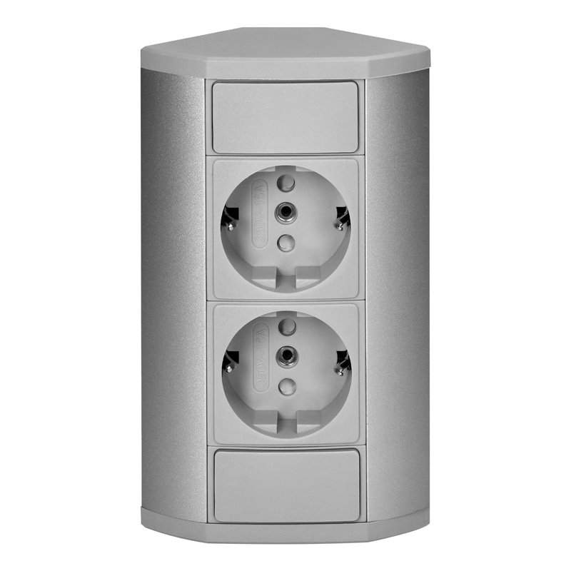 GNIAZDO MEBLOWE 2X2P+Z (SCHUKO), SZARO-SREBRNE ORNO GNIAZDO MEBLOWE 2X2P+Z (SCHUKO), SZARO-SREBRNE ORNO