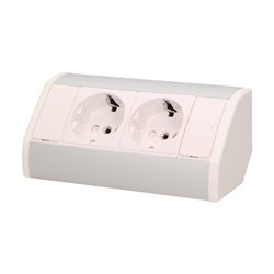 GNIAZDO MEBLOWE 2X2P+Z, SCHUKO, BIAŁO-SREBRNE ORNO GNIAZDO MEBLOWE 2X2P+Z, SCHUKO, BIAŁO-SREBRNE ORNO
